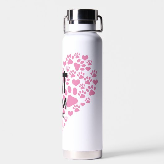 ペットママママと猫ドッグポープリントラブハート ウォーターボトル (背面)