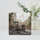 ペットミニマルクリスマスハッピーハウリデイズドッグフォト シーズンカード (スタンド正面)