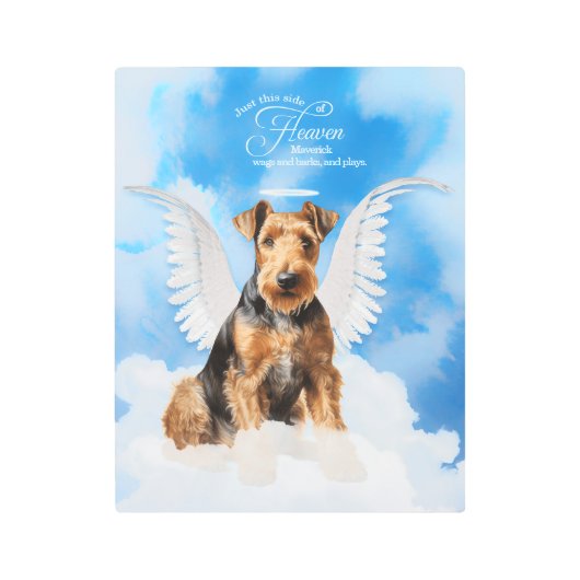 ペットメモリアルアイレデールテリアエンジェルドッグズ メタルプリント (正面)