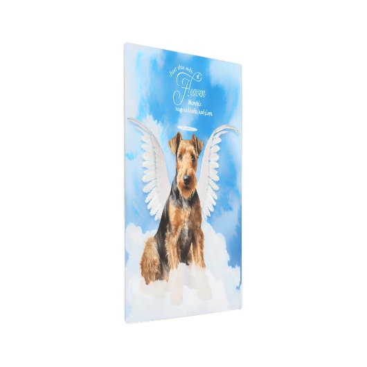 ペットメモリアルアイレデールテリアエンジェルドッグズ メタルプリント (アングル)