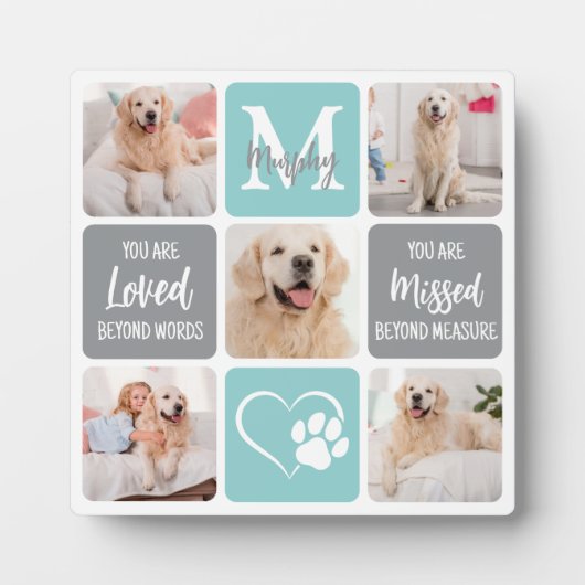 ペットメモリアルギフト 犬の喪失 現代的でおしゃれ 5枚の写真 フォトプラーク (正面)