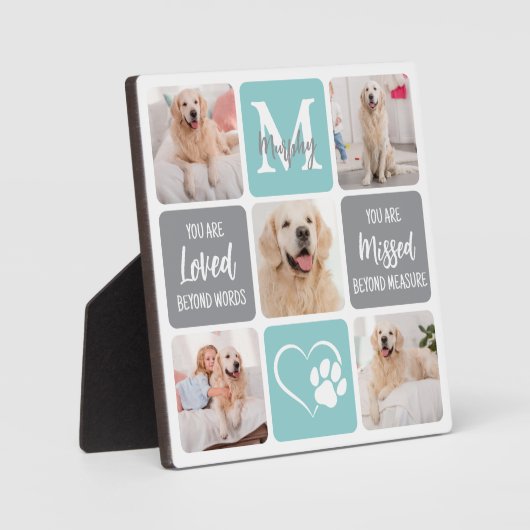 ペットメモリアルギフト 犬の喪失 現代的でおしゃれ 5枚の写真 フォトプラーク (正面)