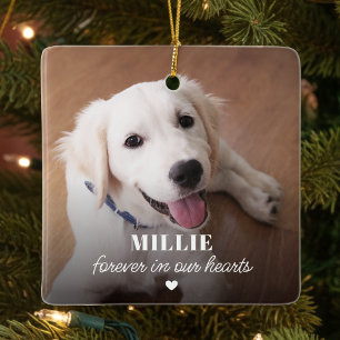 ペットメモリアルグッズ 犬の写真を心に刻んで Forever In Our Hearts セラミックオーナメント