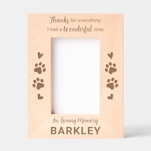 ペットメモリアルサンキューカスタムドッグウッド写真 レーザー彫刻フレーム (正面)
