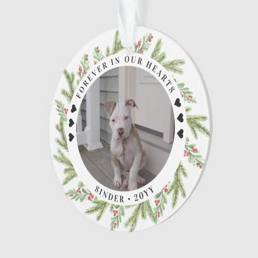 ペットメモリアルシンパシー2枚の写真とグリーン オーナメント (正面)