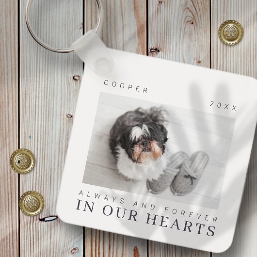 ペットメモリアルシンプル引用文モダンシック写真 キーホルダー