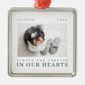 ペットメモリアルシンプル引用文モダンシック写真 メタルオーナメント (正面)