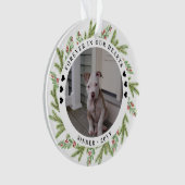 ペットメモリアルシンボル 2枚の写真とグリーン オーナメント (正面)