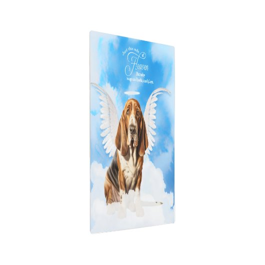 ペットメモリアルバスセットハウンドエンジェルドッグの名前 メタルプリント (アングル)