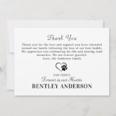 ペットメモリアルパーソナモダンライズドッグフォト悔やみや弔慰 サンキューカード (裏面)