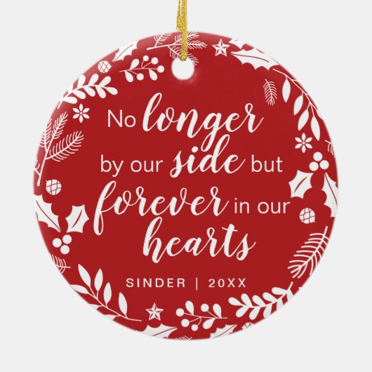 ペットメモリアルパーソナライズされたホリデーキープサケ セラミックオーナメント (裏面)