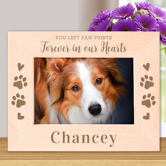 ペットメモリアルフォーエバー犬キャットカスタムウッドフォト レーザー彫刻フレーム