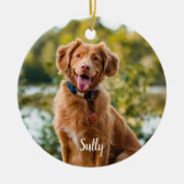 ペットメモリアルペットロス赤バッファロープライド犬の写真 セラミックオーナメント (正面)