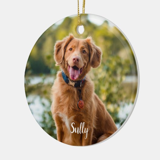 ペットメモリアルペットロス赤バッファロープライド犬の写真 セラミックオーナメント (左)