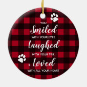 ペットメモリアルペットロス赤バッファロープライド犬の写真 セラミックオーナメント (裏面)