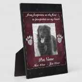 ペットメモリアルレッドブラック大理石エフェクトシルバーポーズ フォトプラーク (側面)