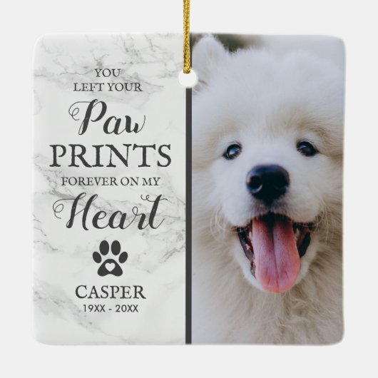 ペットメモリアル大理石写真クリスマスオーナメント セラミックオーナメント (裏面)