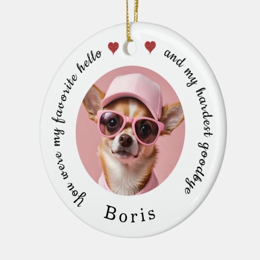 ペットメモリアル永遠に私たちのハートカスタム セラミックオーナメント (左)