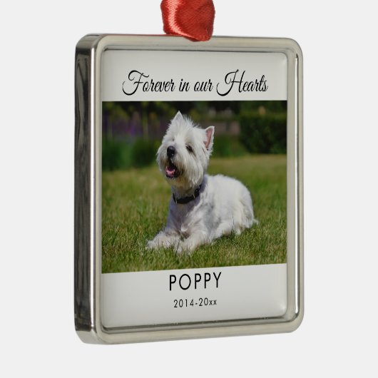ペットメモリアル永遠に私たちのハートシンプル写真 メタルオーナメント (右)