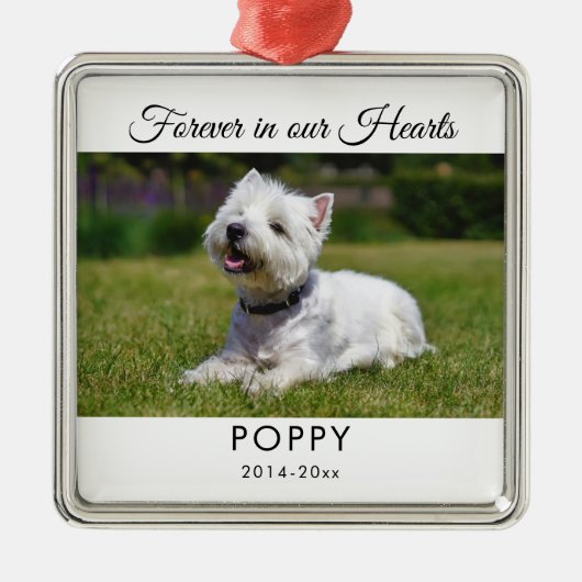 ペットメモリアル永遠に私たちのハートシンプル写真 メタルオーナメント (正面)
