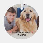 ペットメモリアル永遠に私たちのハートモダン写真 ガラスオーナメント (裏面)