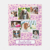 ペットメモリアル紫グリッターポープリント フリースブランケット (正面)