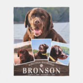 ペットメモリアル4写真素朴コラージカントリードッグ フリースブランケット (正面)