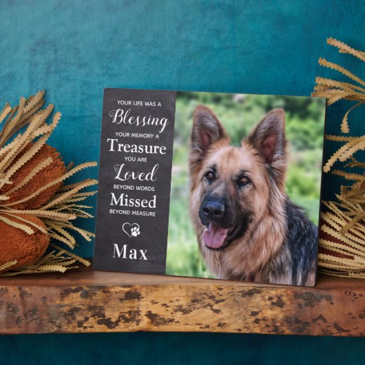 ペットメモリアル – ペットロス悔やみや弔慰引用文犬の写真 フォトプラーク (側面)