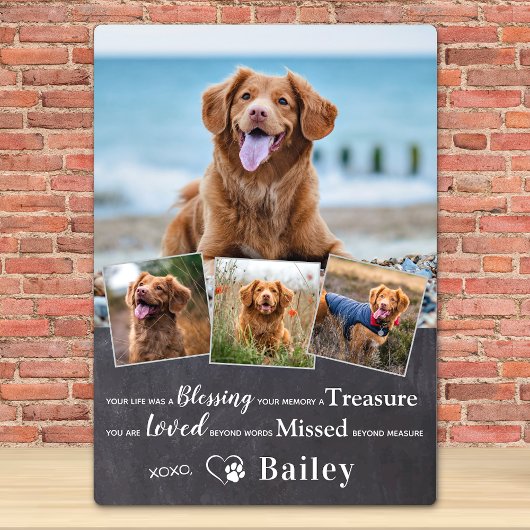ペットメモリアル 犬の喪失 追悼詩 4枚の写真 フォトプラーク