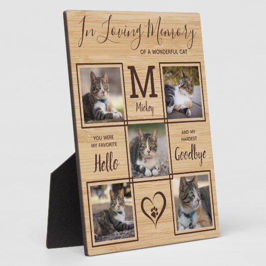 ペットメモリアル 追悼 個別化 5 枚の猫の写真 フォトプラーク (側面)