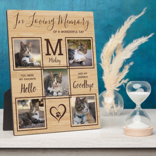 ペットメモリアル 追悼 個別化 5 枚の猫の写真 フォトプラーク (側面)