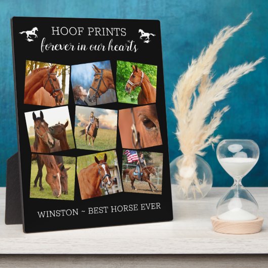 ペットメモリアル 馬の足跡 馬の写真コラージュ フォトプラーク (側面)