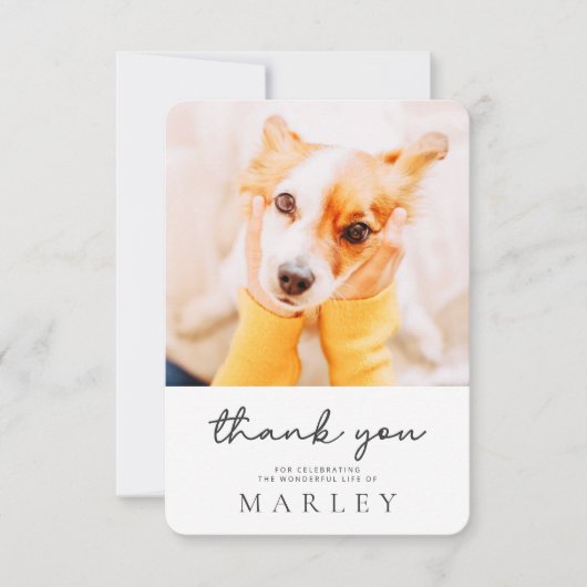 ペットメモリモダンーシンプルルのミニマリストシック写真 サンキューカード (正面)