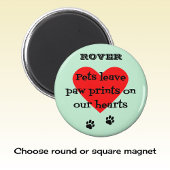 ペットメモリ名前をカスタムするの前足が青く印刷 マグネット