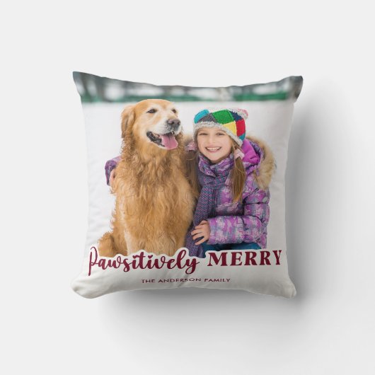 ペットメリーのパーソナライズされた写真のクリスマス クッション (正面)