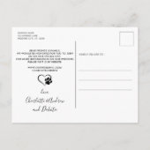 ペットモダンの結婚写真犬が日付を保存 案内ポストカード (裏面)