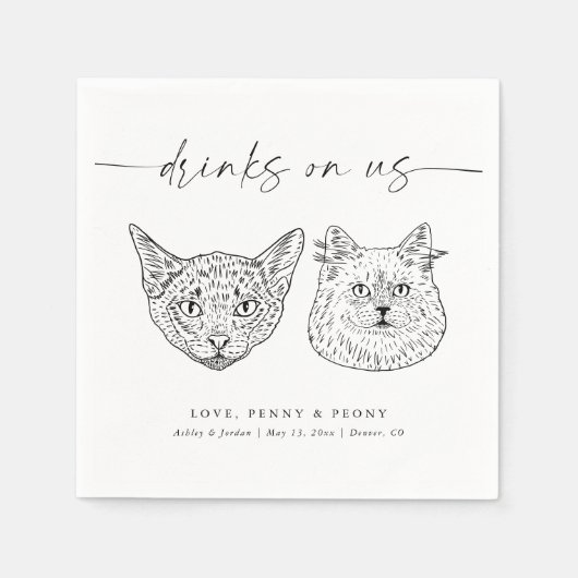 ペットモダンの選結婚択 スタンダードカクテルナプキン (正面)