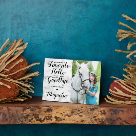 ペットモダンの馬のロス記念パーソナライズされた写真 フォトプラーク (側面)