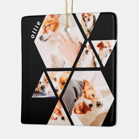 ペットモダンシェイプ幾何学的8コラージュ写真 セラミックオーナメント (左)