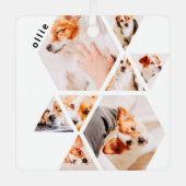 ペットモダンシェイプ幾何学的8コラージュ写真 メタルオーナメント (正面)