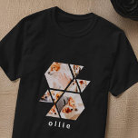 ペットモダンシェイプ幾何学的8コラージュ写真 Tシャツ<br><div class="desc">ペットとペットカスタムの名前の8枚の写真を追加。写真と必要なもし写真を追加し、写真とフレームのグループのマスクを解除し、フレームに対して画像を調整し、次にマスクリッククを調整する。</div>