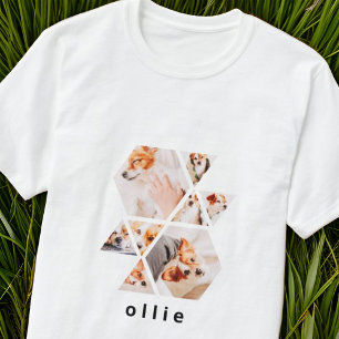 ペットモダンシェイプ幾何学的8コラージュ写真 Tシャツ
