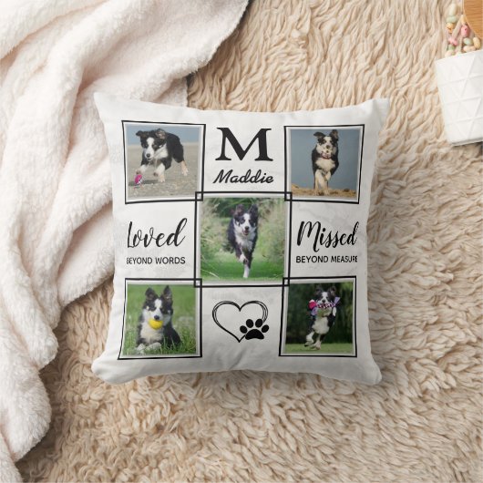 ペットモダンドッグ記念パーソナライズされたコラージュ クッション (ブランケット)