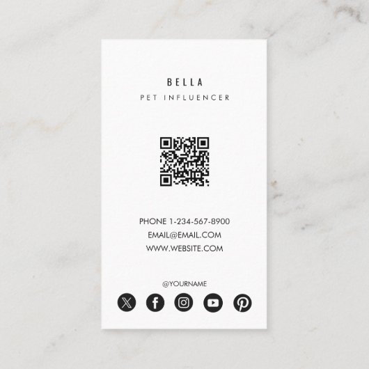 ペットモダンネコのインフルエンサー写真QRコード 名刺 (裏面)