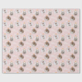 ペットモダンフォトオーナメントカスタムクリスマスピンク ラッピングペーパー (フラット)