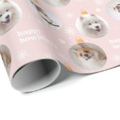 ペットモダンフォトオーナメントカスタムクリスマスピンク ラッピングペーパー (ロールコーナー)