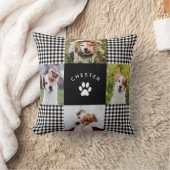 ペットモダンフォトコラージュヴィシー格子柄の犬猫キルト クッション (ブランケット)