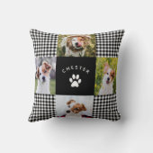 ペットモダンフォトコラージュヴィシー格子柄の犬猫キルト クッション (裏面)