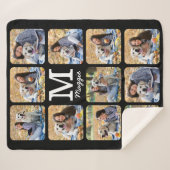 ペットモダンフォトコラージュ犬パーソナライズされた恋人 シェルパブランケット (正面(横))