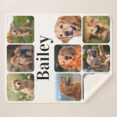 ペットモダンフォトコラージュ犬パーソナライズされた恋人 シェルパブランケット (正面(横))